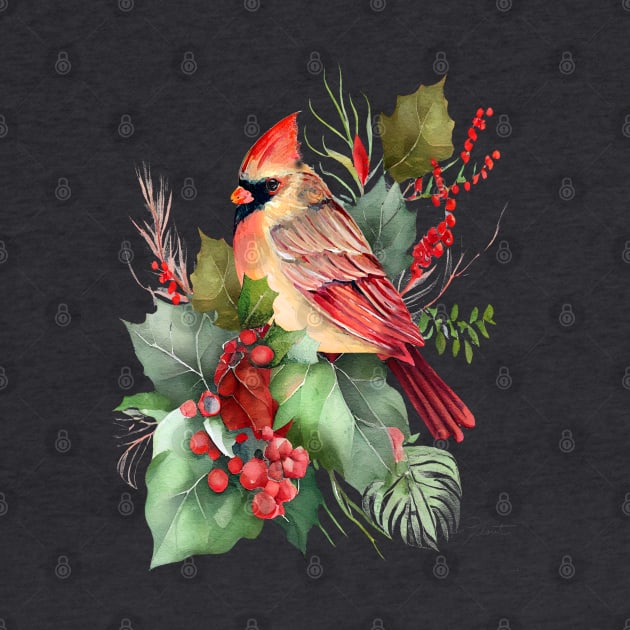 Cardinal Christmas on Shiplap B by Jean Plout Designs